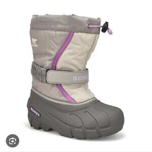 SOREL | Flurry Winter Boots Gray Purple Girls Sz 1